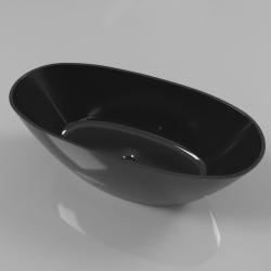 Ванна Whitecross Onyx B, 160х75 см, из искусственного камня, цвет- черный глянцевый, (без гидромассажа) овальная, отдельностоящая, правосторонняя/левосторонняя, правая/левая, универсальная