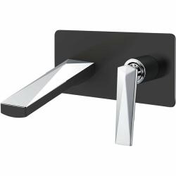 Смеситель для раковины/умывальника Boheme Venturo, встраиваемый, однорычажный, неповоротный, керамический, длина излива 190 мм, латунь, цвет черный/хром