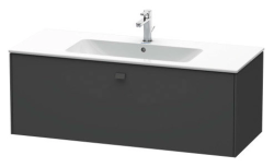 Тумба под раковину Duravit Brioso, 122х47,9х44,4 см, подвесная, 1 выдвижной ящик, ДСП, цвет: графит матовый, шкафчик навесной, механизм доводчика, прямоугольная, правая/левая, в ванную комнату