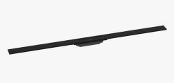 Решетка Hansgrohe RainDrain Flex 120, для пристенного монтажа, для душевого трапа, укорачиваемая, 120х6 см, цвет матовый черный, для душа в пол, нержавеющая сталь, прямоугольная