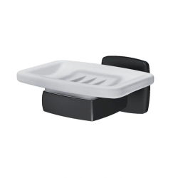 Мыльница AM.PM Gem настенная, цвет черный, металл/стекло, прямоугольная, для душа/ванны/мыла, в ванную комнату, под мыло