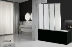 Душевая шторка на ванну Cerutti SPA Bouna, 131х139 см, матовое стекло/профиль хром, складная/четырехсекционная, плоская/панель, правая/левая, правосторонняя/левосторонняя, универсальная