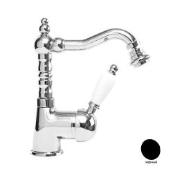 Смеситель для биде Cezares Elite, однорычажный, низкий, длина излива 155 мм, поворотный, керамический, латунь, цвет черный матовый, с донным клапаном