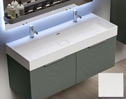 Тумба под раковину Cezares Premium Plisse 120, 120х44х43 см, подвесная, 2 выдвижных ящика/2 внутренних ящика, МДФ, цвет: белый матовый, шкафчик навесной, механизм доводчика, прямоугольная