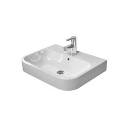 Раковина DURAVIT Happy D.2, WonderGliss 60х46х17 см, накладная, прямоугольная, санфарфор, цвет белый, 1 отверстие под смеситель, антигрязевое покрытие, слив/перелив