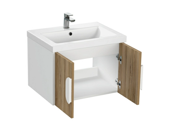 Тумба под раковину Cersanit COMO 60 для COMO 60, подвесная, цвет орех, 2 распашные дверцы, прямоугольная