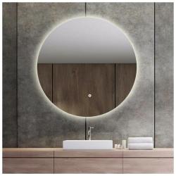Зеркало АураМира Moon, D 100 см, с LED/ЛЕД-подсветкой, круглое, выключатель сенсорный, с диммером, для ванны, навесное/подвесное/настенное