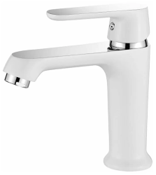 Смеситель для раковины/умывальника LEDEME однорычажный, неповоротный, длина излива 127 мм, латунь, цвет белый