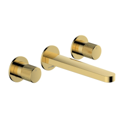 Смеситель для раковины/умывальника WasserKRAFT Ems, встраиваемый, двухвентильный, неповоротный, керамический, длина излива 180 мм, латунь, цвет золото