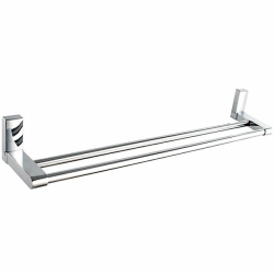 Полотенцедержатель двойной Haiba, настенный, форма прямоугольная, латунный, для полотенец в ванную/туалет/душевую кабину, цвет хром