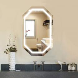 Зеркало Azario 100х60 см, с LED/ЛЕД-подсветкой, многоугольное, выключатель сенсорный, с функцией диммера, для ванны, навесное/подвесное/настенное
