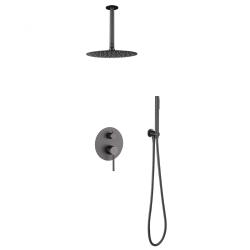 Душевая система ABBER Emotion встраиваемая, цвет никель, комплект: однорычажный, смеситель/тропический душ (с верхней лейкой)/лейка/шланг, внутренний (скрытый) монтаж