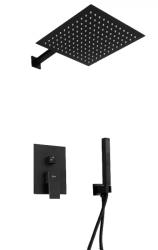 Душевая система встраиваемая REA FENIX, цвет черный матовый, комплект: смеситель/тропический душ (с верхней лейкой)/лейка/шланг, скрытого монтажа