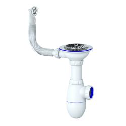 Сифон для мойки Unicorn 3.1/2*40 с круглым переливом, с чашкой из нержавеющей стали, без отвода, ручка пластик