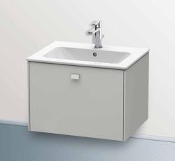 Тумба под раковину Duravit Brioso, 43,4х33,9х57 см, напольная, цвет: серо-коричневый/хром, 1 распашная дверца/одностворчатая, стеклянная полка, ДСП, прямоугольная, левая, в ванную комнату