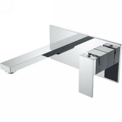 Смеситель для раковины/умывальника Boheme Qubic, встраиваемый, однорычажный, неповоротный, керамический, длина излива 191 мм, латунь, цвет хром