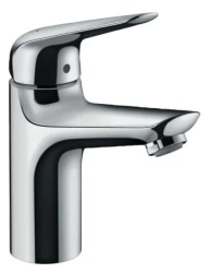 Смеситель для раковины Hansgrohe Novus 100 однорычажный, фиксированный, излив короткий, длина 11,8 см, керамический, латунь, цвет хром, с донным клапаном