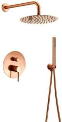 Душевая система встраиваемая REA LUNGO, цвет золото розовое, комплект: смеситель/тропический душ (с верхней лейкой)/лейка/шланг