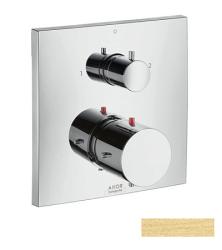 Смеситель для ванны Axor Starck X, термостатический, с запорным/переключающим вентилем, скрытого монтажа, настенный, без излива/шланга/лейки, квадратный, латунный, цвет шлифованная медь, с термостатом, встроенный/встраиваемый/термостатный