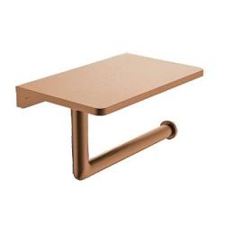 Держатель для туалетной бумаги Raglo R320.03.33 без крышки, с полочкой для телефона, цвет матовая медь, настенный, латунь, форма прямоугольная, для туалета/ванной