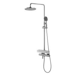 Душевая система Lemark Tropic, настенная, выоста: 1285 мм, цвет хром, комплект: термостатический смеситель/излив/тропический душ (с верхней лейкой)/лейка/стойка/шланг, латунь