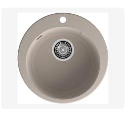 Мойка GranFest URBAN 649, 49х49 см, врезная, кварц, круглая, цвет песочный, с отверстием под смеситель, слив-перелив, без крыла, для кухни