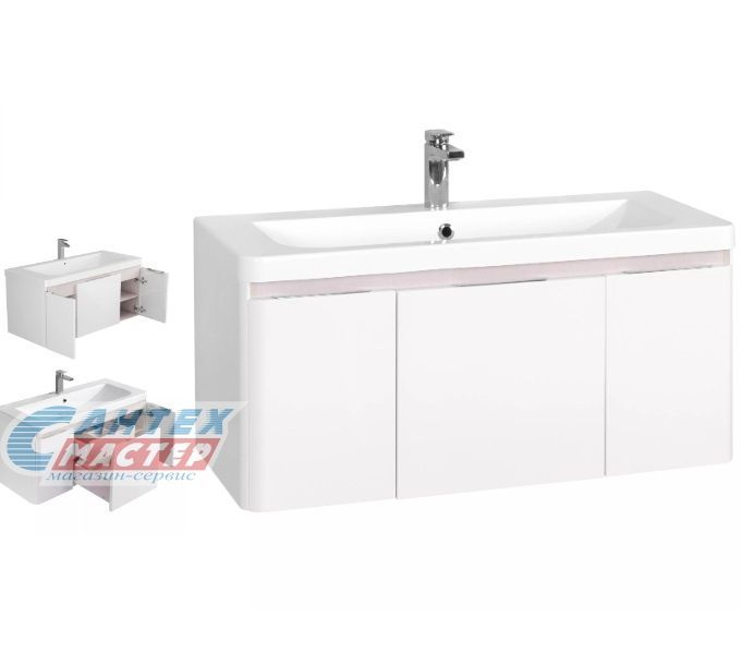 Тумба Акватон Шерилл 105 белый глянец с раковиной Шерилл 105 для ванны 1A2063K1SH010