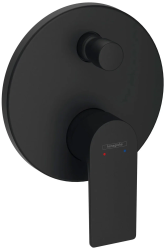 Смеситель для ванны Hansgrohe Rebris E скрытого монтажа, настенный/встраиваемый, однорычажный, латунный, без излива, керамический, круглый, цвет матовый черный, без душевого шланга/лейки, с защитной комбинацией EN1717
