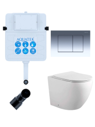 Комплект Aquatek Европа смывной бачок INS-0000019, унитаз напольный, приставной AQ1902-00 с тонким сиденьем soft-close, кнопка хром KDI-0000010