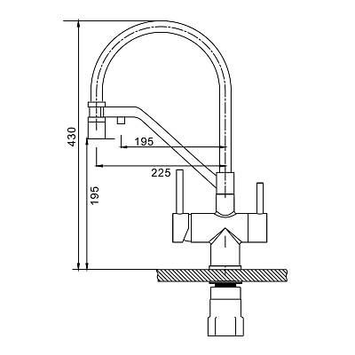 Смеситель для кухни/мойки Splenka S70.62.06 с подключением фильтра, однорычажный, поворотный/гибкий, керамический, излив 225 мм, высота излива 195 мм нержавеющая сталь/силикон, цвет черный