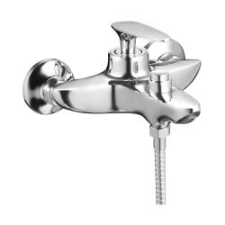 Смеситель для ванны/душа G-lauf однорычажный, керамический, настенный, излив монолитный, короткий литой 177 мм, цинк, цвет хром LOT3-A010