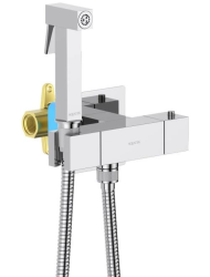 Смеситель термостатический с гигиеническим душем Aquatek Либра встраиваемый, однорычажный, без излива, с гибким шлангом/лейкой, латунь, цвет хром