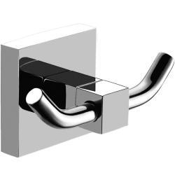 Крючок двойной Azario RINA, настенный, нержавеющая сталь, форма квадратная, для полотенец/халатов в ванную/туалет/душевую кабину, цвет хром