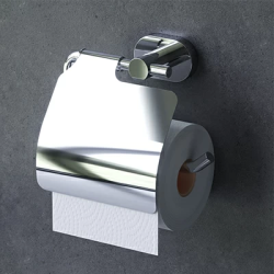 Держатель для туалетной бумаги AM.PM Sense L, с крышкой, хром, настенный, сплав металлов, форма прямоугольная, для туалета/ванной, бумагодержатель