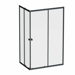 Душевое ограждение Am.Pm Sunny 120x80 см без поддона, с раздвижной дверью, прозрачное закаленное стекло 4/5 мм, профиль черный матовый алюминий, прямоугольная