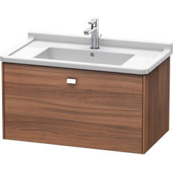 Тумба под раковину Duravit Brioso, 82х46,9х45,2 см, подвесная, 1 выдвижной ящик, ДСП, цвет: орех матовый/хром, шкафчик навесной, механизм доводчика, прямоугольная, правая/левая, в ванную комнату