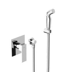 Смеситель с гигиеническим душем Damixa Gala однорычажный, скрытого монтажа, керамический, настенный, латунь, цвет хром, встраиваемый