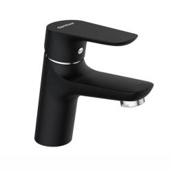 Смеситель для раковины Damixa Origin Bit однорычажный, излив короткий, длина 117 мм, керамический, латунь, цвет черный, без донного клапана