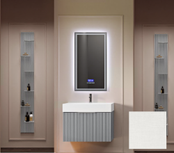 Тумба под раковину Cezares Premium Plisse 50, 50х44х25 см, подвесная, с выдвижным ящиком/с внутренним ящиком, МДФ, цвет: белый матовый, шкафчик навесной, механизм доводчика, прямоугольная