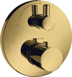 Смеситель для душа Axor Uno, с запорным вентилем, термостатический, скрытого монтажа, настенный, без излива/шланга/лейки, круглый, латунный, цвет полированное золото, с термостатом, встроенный/встраиваемый/термостатный