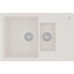 Мойка кухонная Lemark RAMZA 760, две чаши, 50х76х19,7 см, врезная, кварцгранит, прямоугольная, цвет жасмин, без отверстия под смеситель, с крылом, оборачиваемая, слив-перелив, врезная в столещницу, для кухни