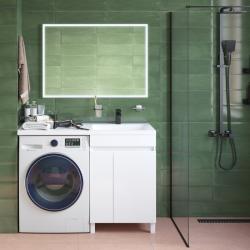 Тумба с раковиной IDDIS Optima Home, 1200х480х890 мм, напольная, 2 распашные дверцы, ВЛДСП, система плавного закрывания, прямоугольная, правосторонняя/умывальник (арт. 480120Ri28), с длинным крылом слева, прямоугольная, цвет белый