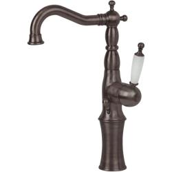 Смеситель для раковины Migliore Oxford, однорычажный, поворотный, длина 162 мм, керамический картридж, латунь, цвет тосканская бронза/белый