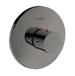 Смеситель для душа Axor Starck, термостатический, скрытого монтажа, настенный, без излива/шланга/лейки, круглый, латунный, цвет полированный черный хром, с термостатом, встроенный/встраиваемый/термостатный