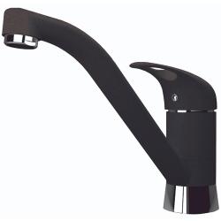 Смеситель для кухни Florentina Гамма, однорычажный, поворотный, керамический, с низким изливом, высота излива 15 см, латунь, цвет черный