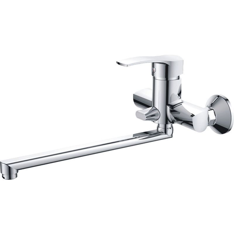 Смеситель для ванны/душа HAIBA CRON однозахватный, хромированный, настенный, излив длинный 434 мм, поворотный, силумин, цвет хром