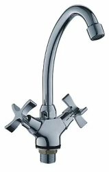 Смеситель для кухни/мойки LEDEME, двухвентильный, поворотный, силуминовый, длина излива 145 мм, силумин, цвет хром