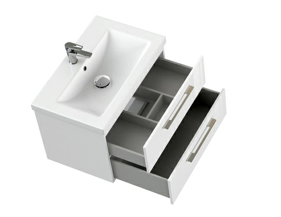Тумба под раковину Cersanit LARA 70 для COMO 70, подвесная, цвет белый, 2 выдвижных ящика, прямоугольная