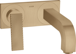 Смеситель для раковины Axor Citterio, однорычажный с рычаговой рукояткой с текстурой, настенный/встраиваемый, скрытого монтажа, фиксированный излив, длина излива 22 см, керамический, латунь, цвет шлифованная бронза, с панелью