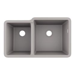 Мойка кухонная Hansgrohe 305/435, S51, S510-U760, две чаши 82х48,5х24,5 см, встраиваемая снизу/под столешницу, искусственный гранит, прямоугольная, цвет серый бетон, без отверстия под смеситель